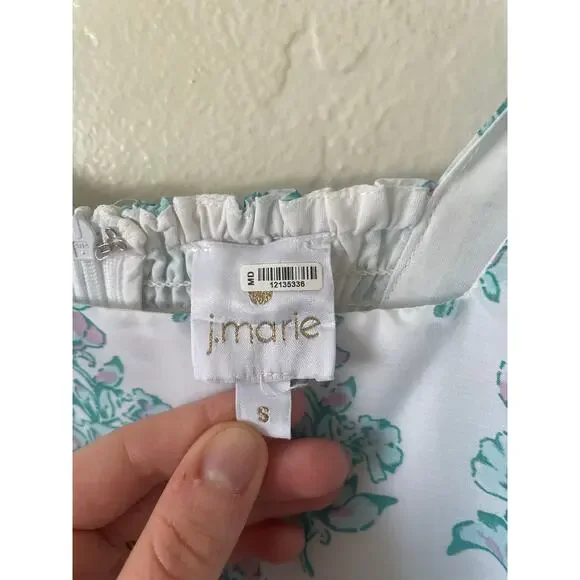 J. Marie Tiered Babydoll Floral Puff Sleeve Pastel Dress Coquette Cottage Core - Picture 2 of 10